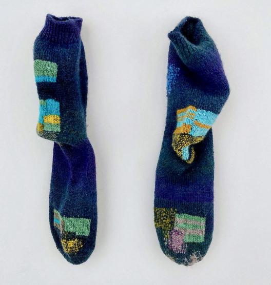 a pair of blue socks